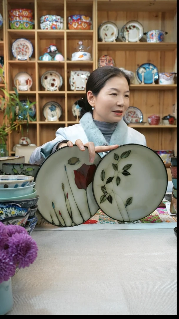 瓷片小可陶瓷高温两只平盘