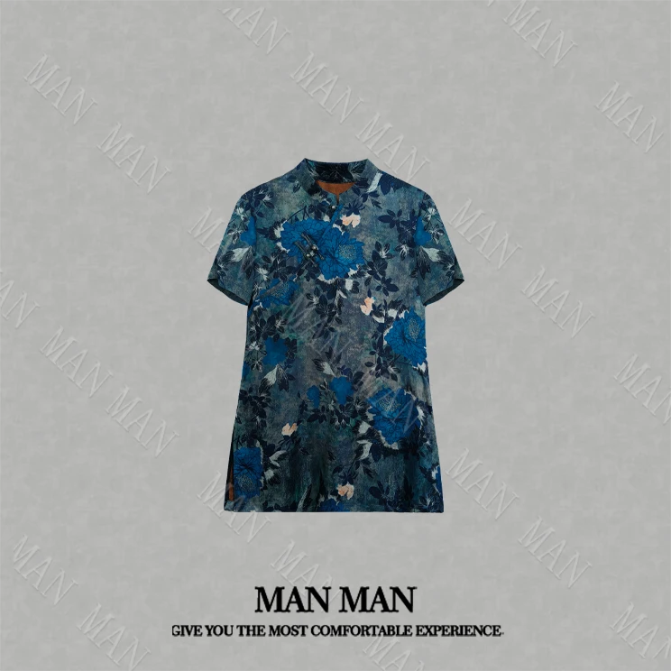 满满出品-『惜青花国风衫』25127气质新中式短袖夏款舒适