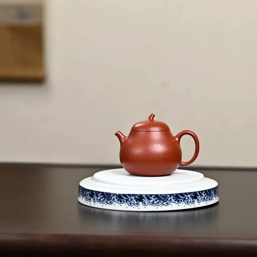 宜兴手工紫砂壶朱泥茄瓜壶小容量130泡茶壶具