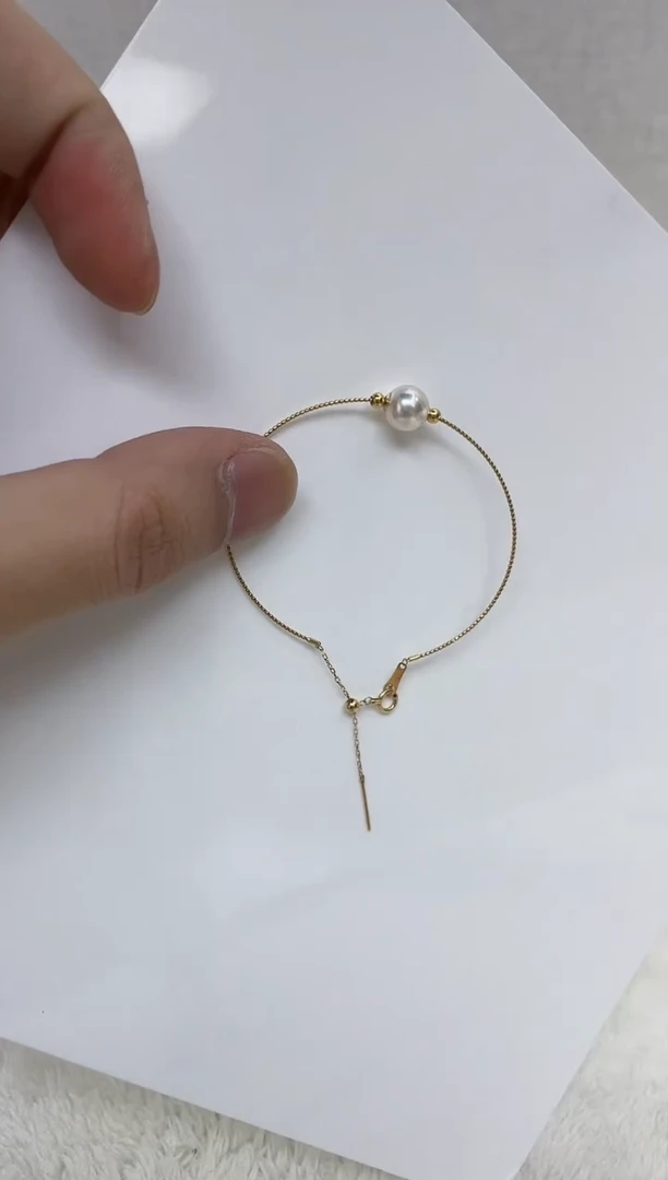 18K金镶嵌海水珍珠手镯珍珠手镯