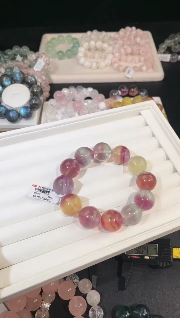手链未镶嵌萤石多样性发一彩萤石19mm