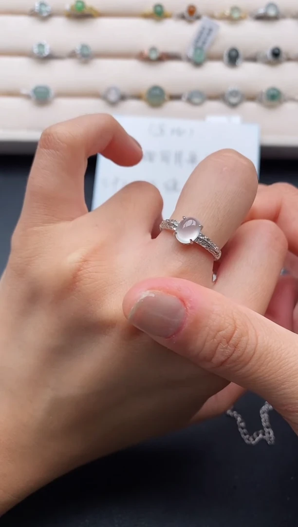 银S925镶嵌戒指翡翠2222222+10