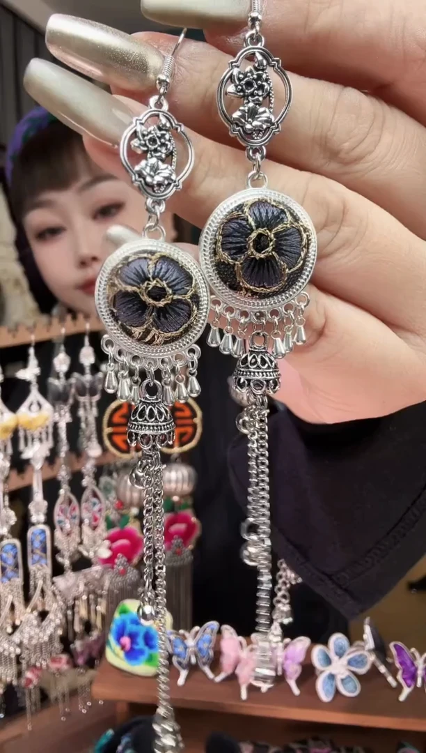 刺绣纯手工民族风刺绣耳环