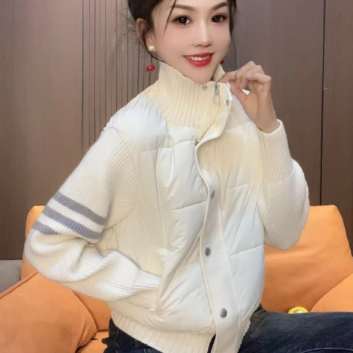 8816#拼接针织棉服