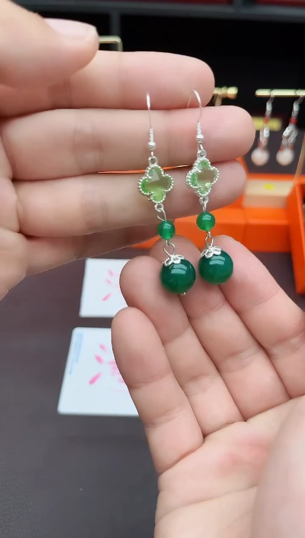 玛瑙/玉髓耳饰银S925镶嵌705000