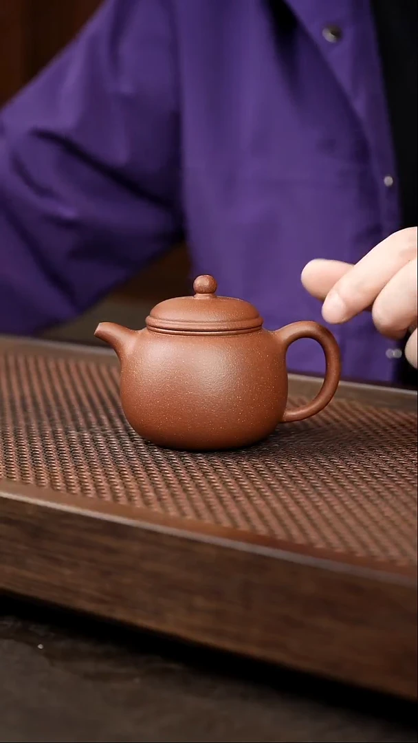 茶壶紫砂红降坡匏尊 小
