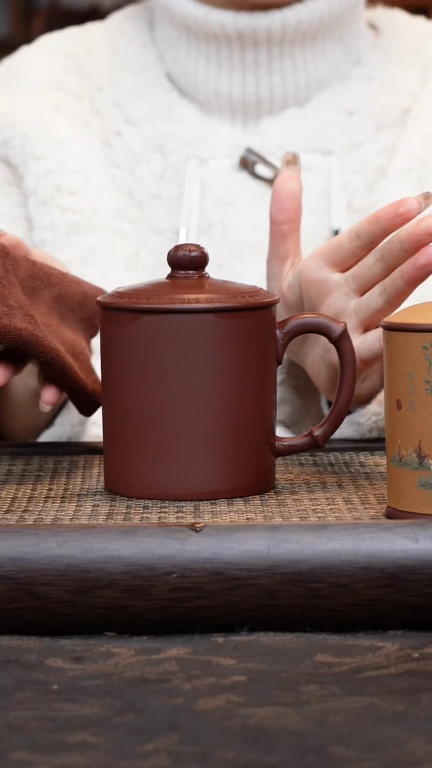 【闪购商品】紫砂茶杯底槽清回纹直筒