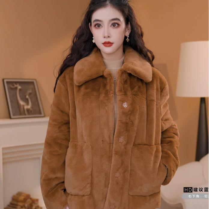 AMASS/阿玛施热感力穿搭美拉德色系时髦毛绒外套女装秋冬5400802