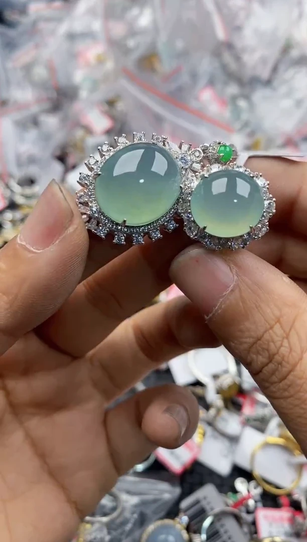 银S925镶嵌戒指翡翠181818----1