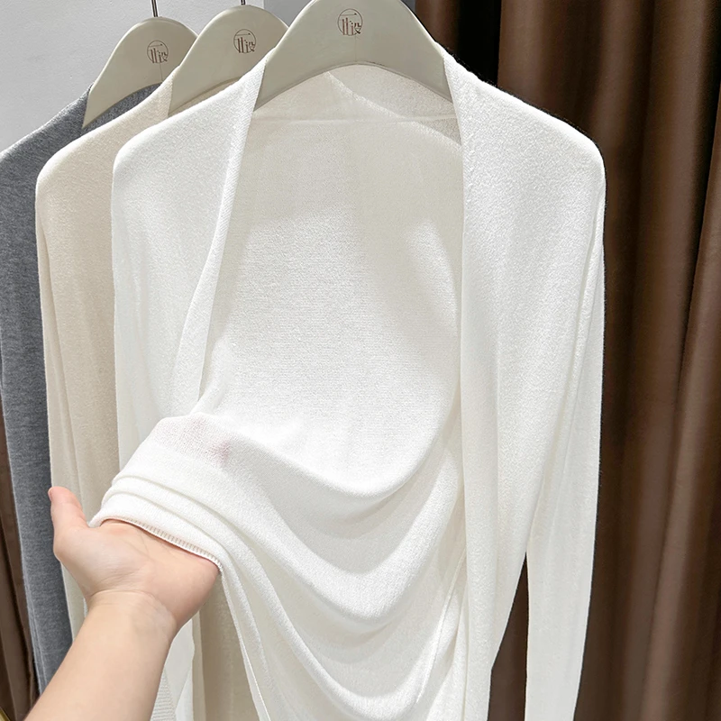 薄款针织防晒开衫女2025新款配吊带裙外搭中长款宽松外套长袖上衣