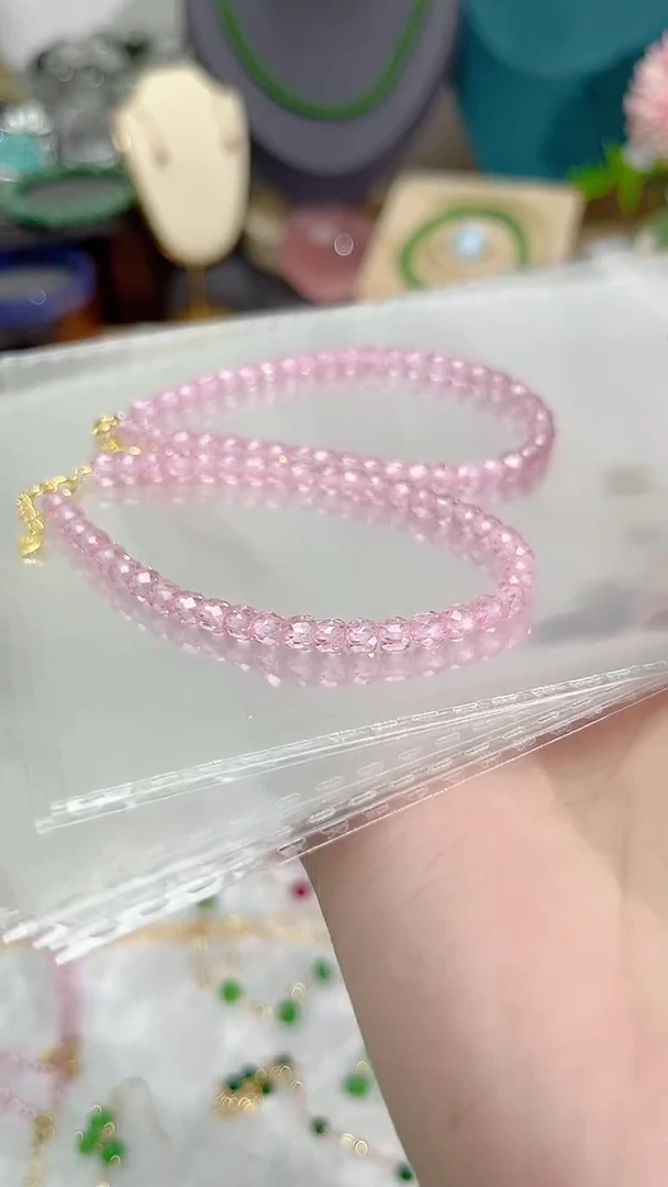 【闪购商品】锆石苏联钻手链银S925镶嵌粉色45