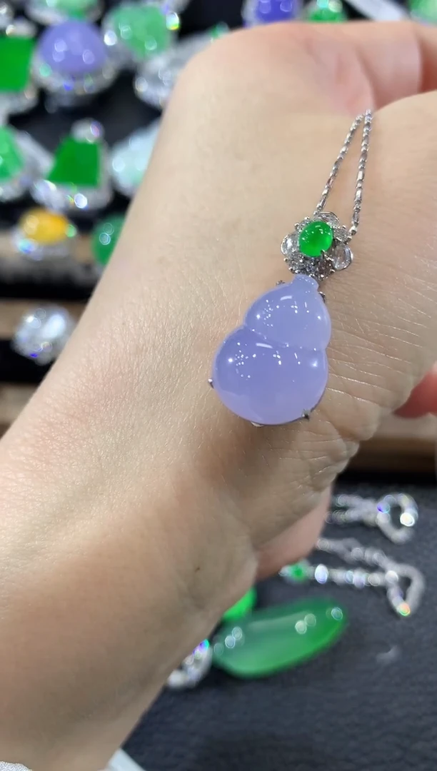 吊坠(不含链)18K金镶嵌翡翠D41 紫货有一定色差