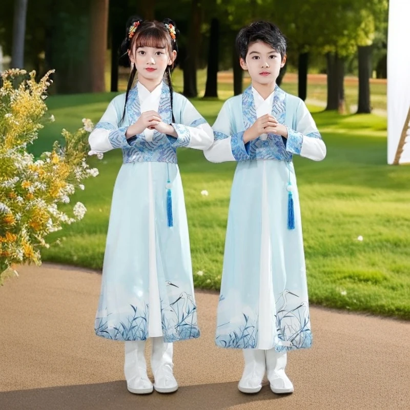 汉服儿童演出服国学服中国风男童夏季女童唐装小学生书童古装
