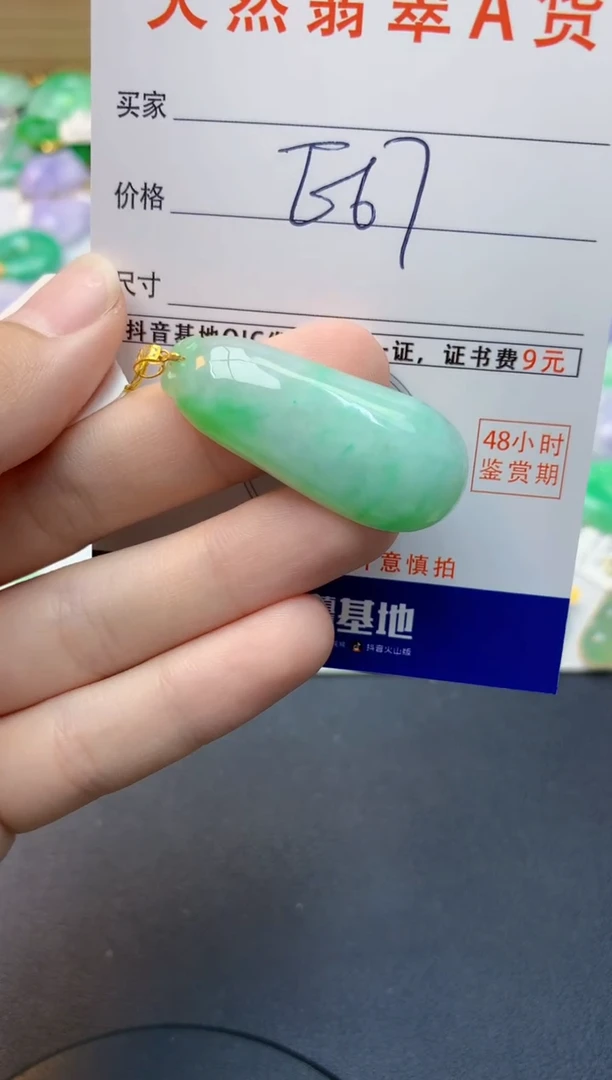 颈饰18K金镶嵌翡翠天然缅甸A货翡翠百元以上9元证书费自理