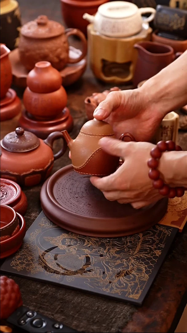茶杯紫砂仿皮革梨形壶