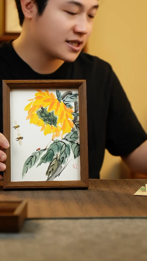 国画17*23纯手绘国风国画摆台