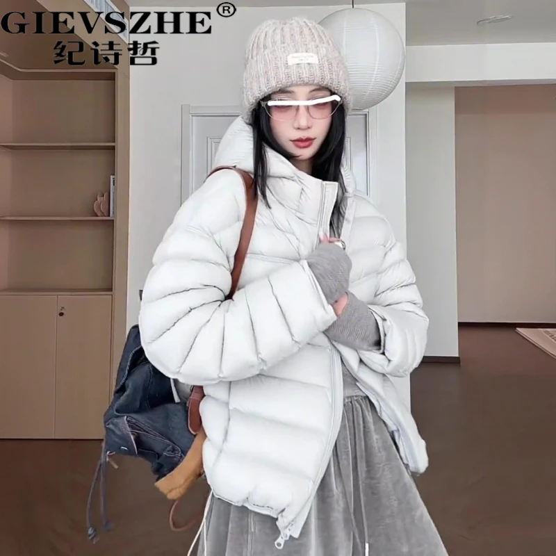 【90绒】纪诗哲排骨羽绒服女冬季新款韩版宽松防寒连帽加厚保暖外套