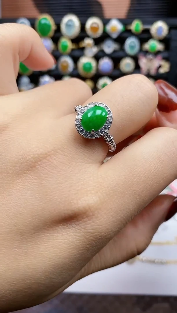 银S925镶嵌戒指翡翠480