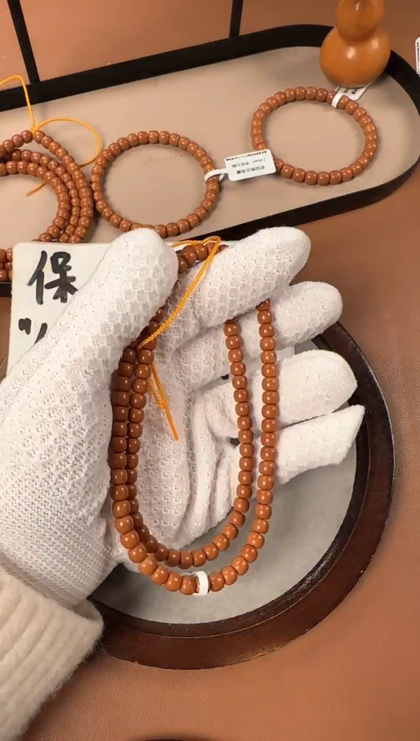 手串橄榄核6.3mm核尖108，老挝料，老型珠，高油高密