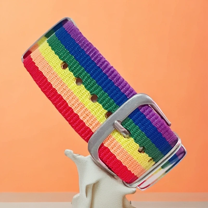 彩虹一体式手表带20女士尼龙手链手绳帆布腕带饰品泫雅风手环礼物