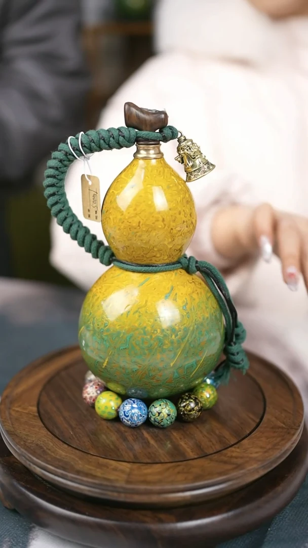 【闪购商品】031精品大漆酒葫芦送漏斗网兜底座