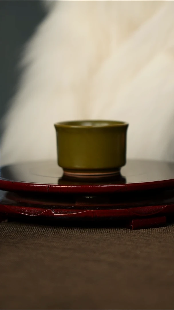 柴烧 黄金釉 扳指杯