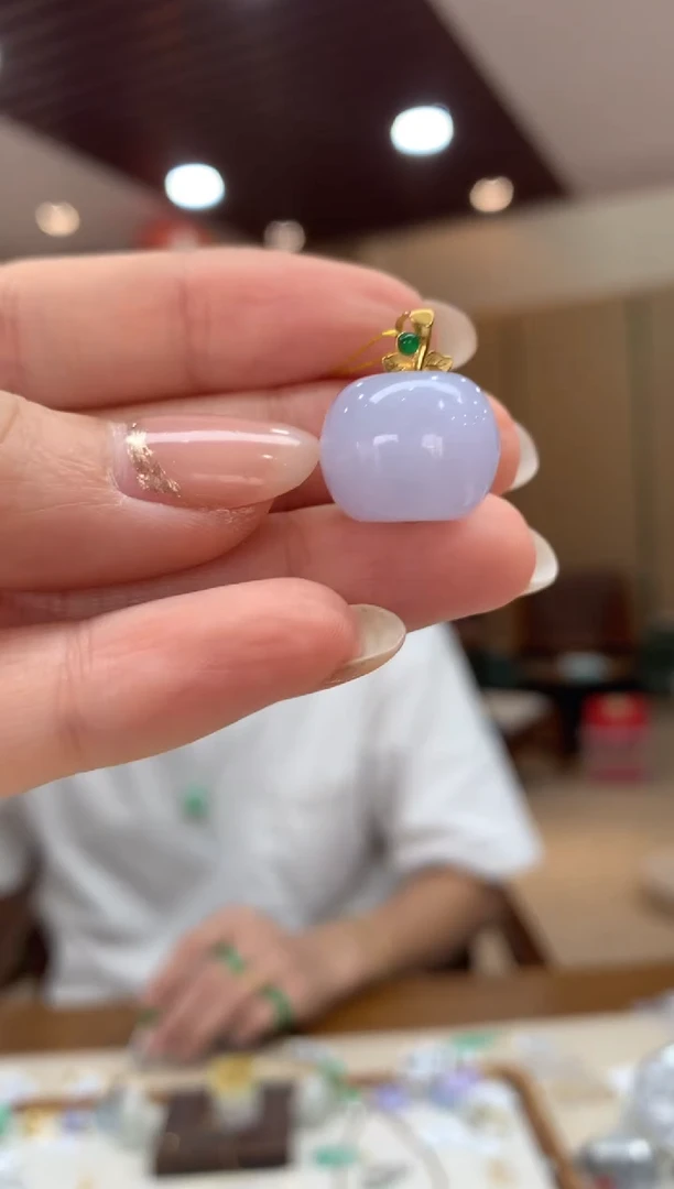 吊坠(不含链)18K金镶嵌翡翠圆珠