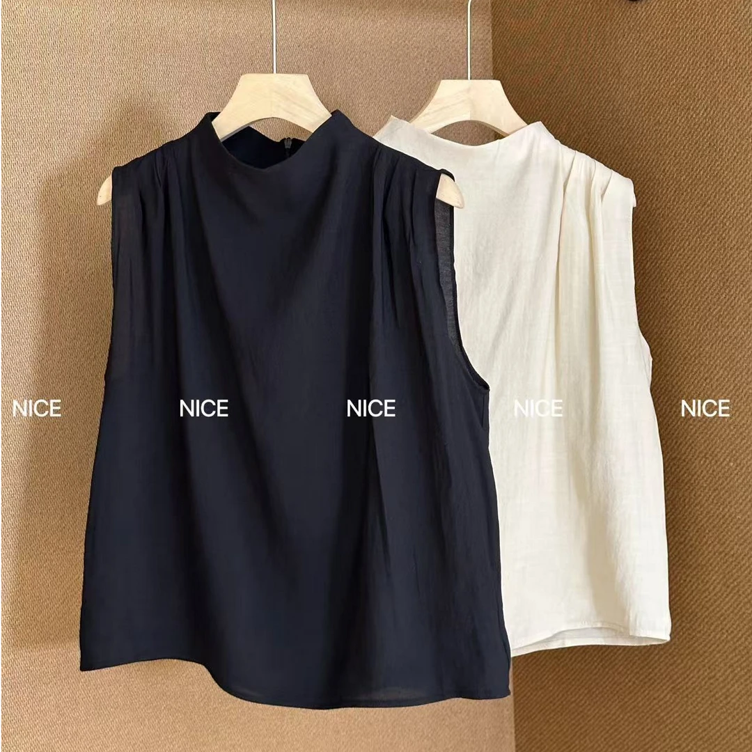NICE【独特】新款无袖雪纺衫夏季设计感上衣1