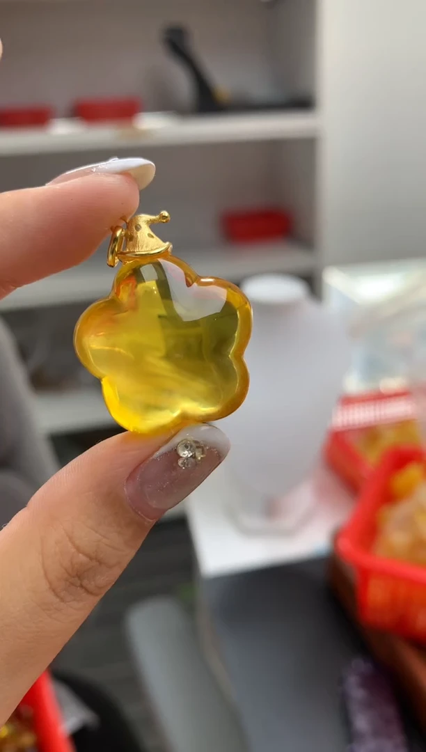 琥珀银S925镶嵌珠宝奇石078琥珀蜜蜡微瑕花纹