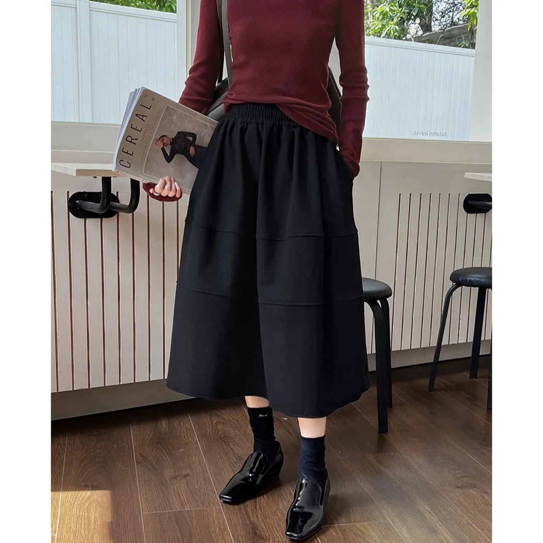 【燕子福利】Rumi“花苞裙”加厚保暖百搭复古松紧花苞半裙6458bq