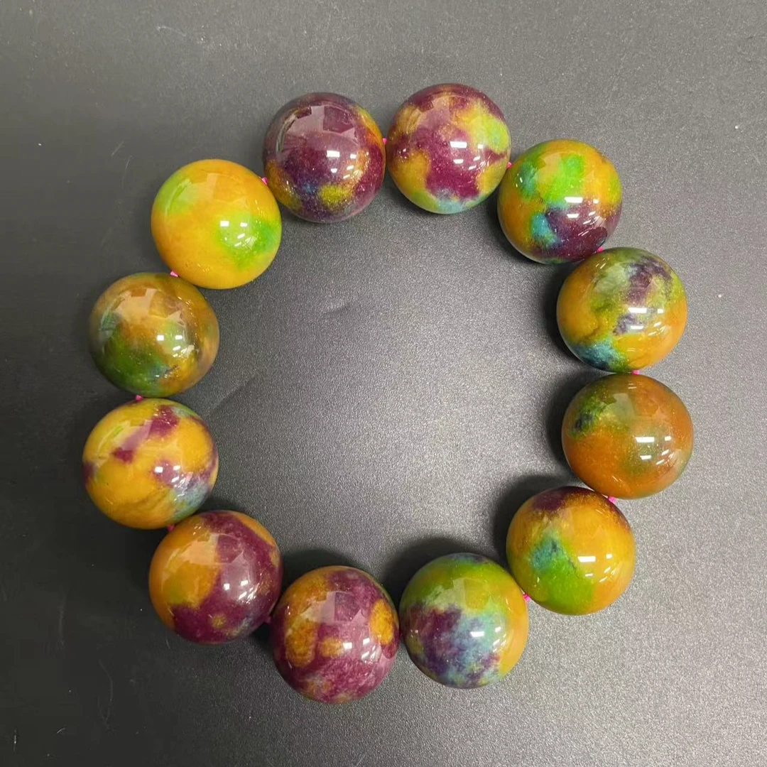 【小杰推荐】炫彩多色共生大颗粒圆珠手串（多样性发其一）9169