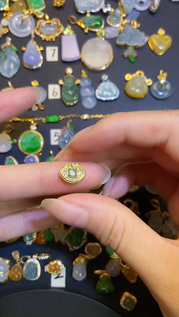 吊坠(不含链)银S925镶嵌翡翠天然A货翡翠