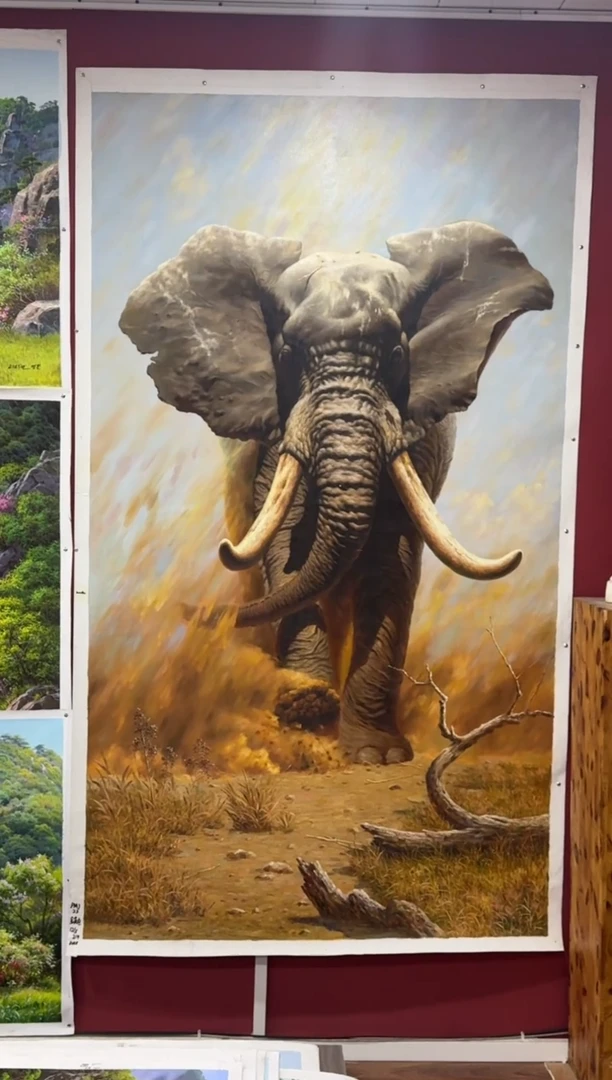 油画【45号】约2.2米*80cm丨朝鲜原创纯手绘孤品油画丨顺丰包邮