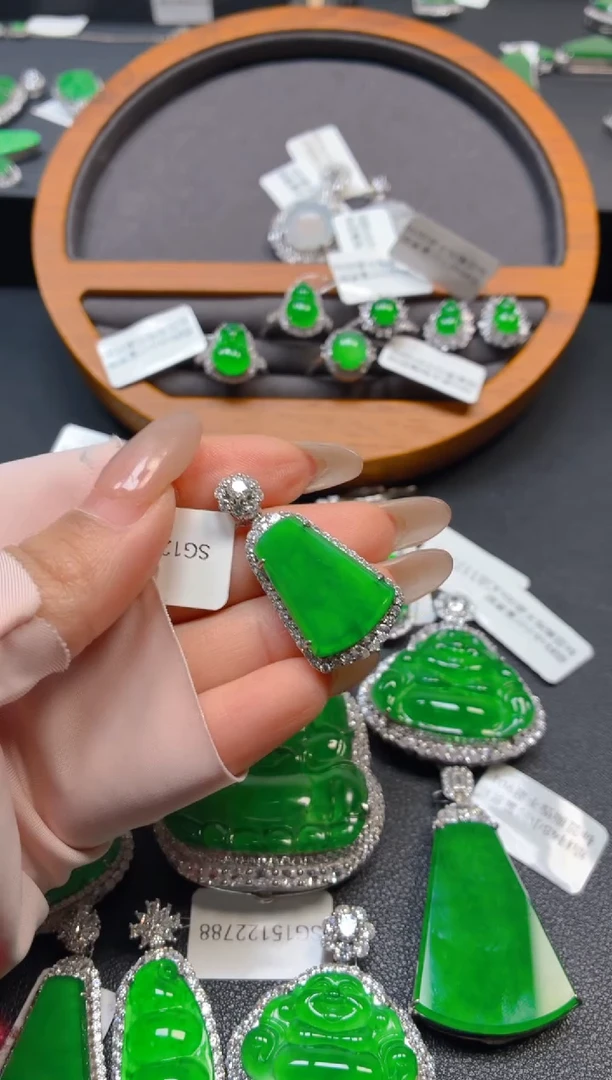 吊坠(不含链)银S925镶嵌翡翠11