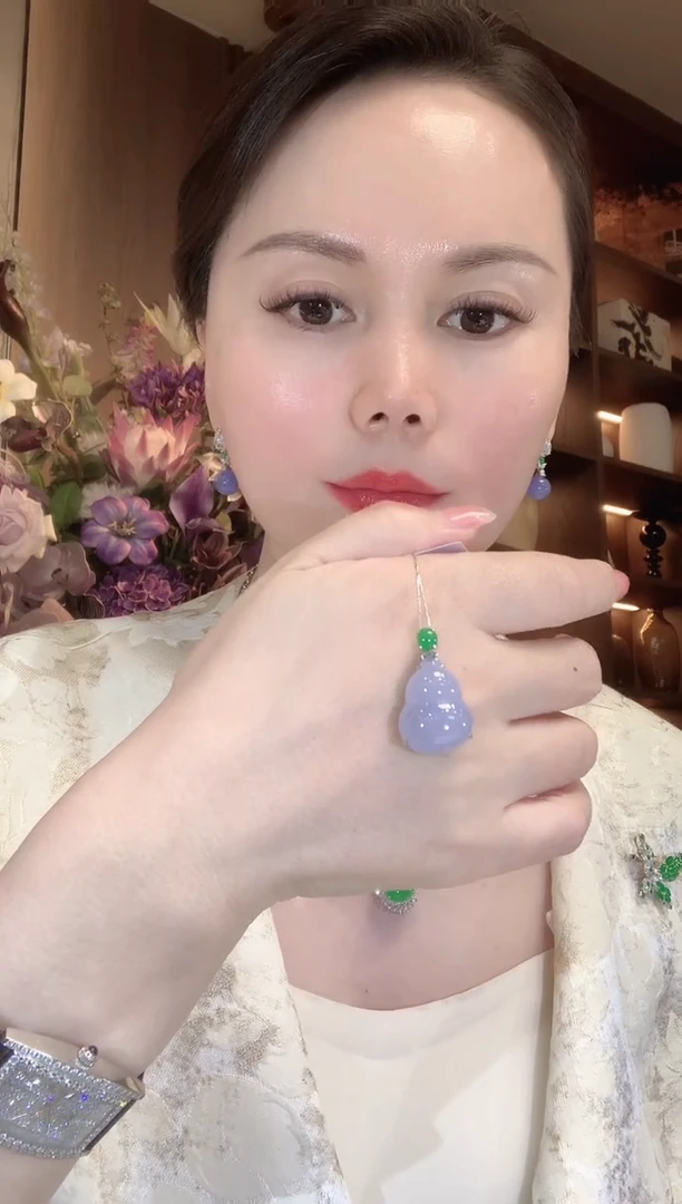 吊坠(不含链)18K金镶嵌翡翠C83 紫货有一定色差