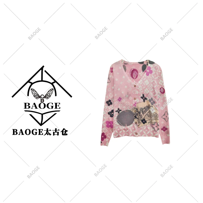 【BAOGE太古仓】时尚V领单排扣减龄显瘦长袖针织开衫msl198