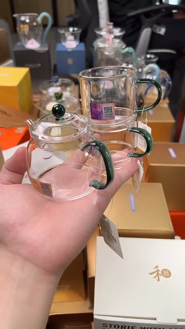 @@禾器晶彩言卿壶墨绿色+逸杯墨绿色2只