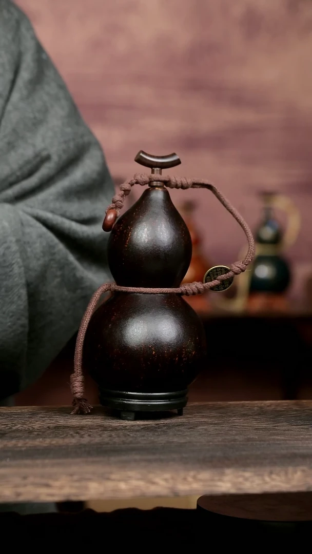 376号中药煮色  ml左右 大漆葫芦水壶/酒壶 一物一拍