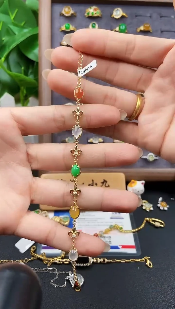 银S925镶嵌手链翡翠12