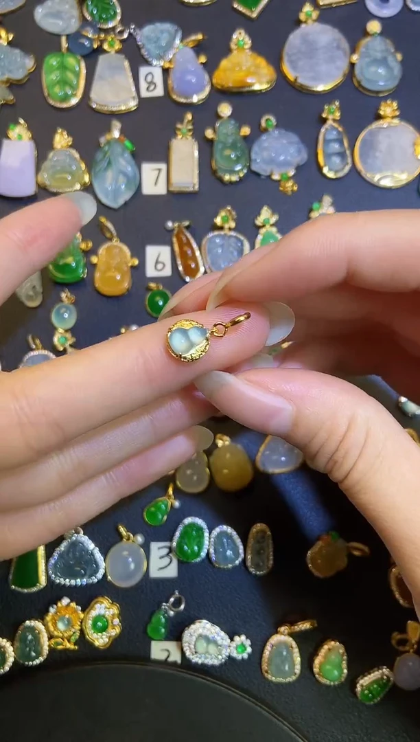 吊坠(不含链)银S925镶嵌翡翠天然A货翡翠