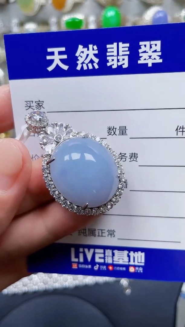 颈饰银S925镶嵌翡翠347