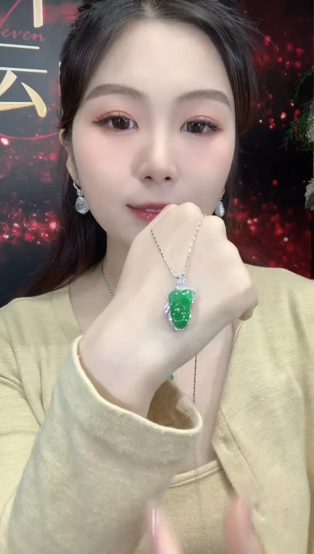 吊坠(不含链)18K金镶嵌翡翠A25翡翠