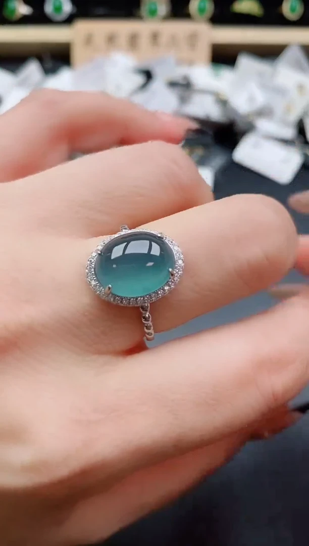 银S925镶嵌戒指翡翠1