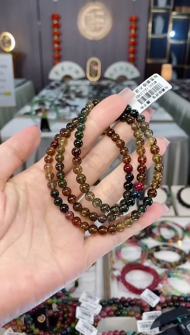未镶嵌收藏级老矿碧玺三圈手串5mm+碧玺hon多样性发一条