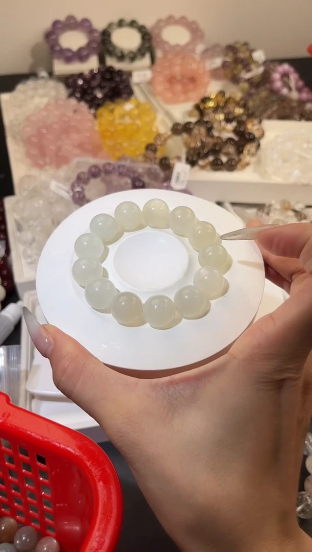 合成欧泊未镶嵌手串多样性发一Q74白月光15mm