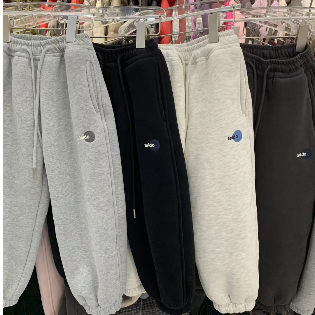 4023款儿童休闲裤女童针织时尚百搭加绒加厚秋冬冬季女童针织时尚