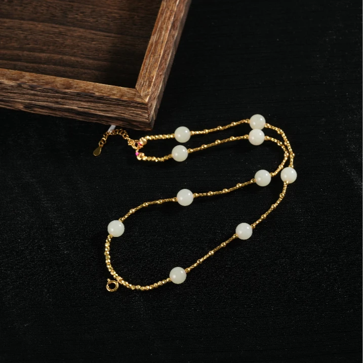 【老掌柜讲珠宝】和田玉藕粉满天星项链 S072705