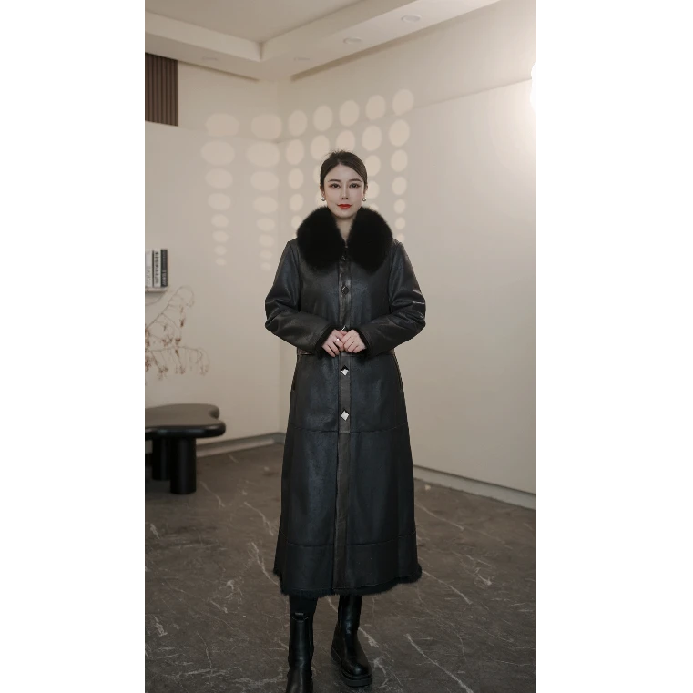 ALFAPSRF/歐芭妃26195冬季狐狸毛毛领时尚兔皮毛一体女士皮草