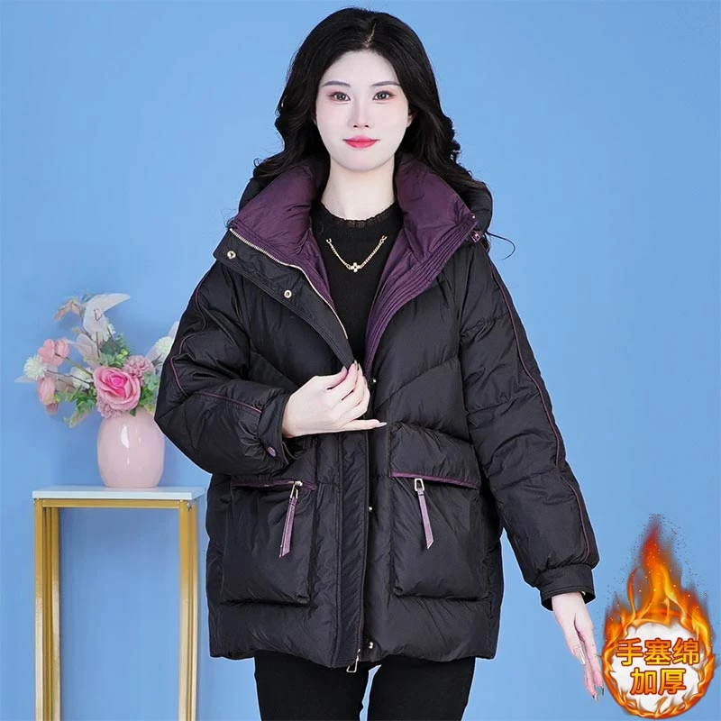 小众洋气减龄御寒保暖连帽棉服女2025秋冬季新款加厚休闲显瘦外套