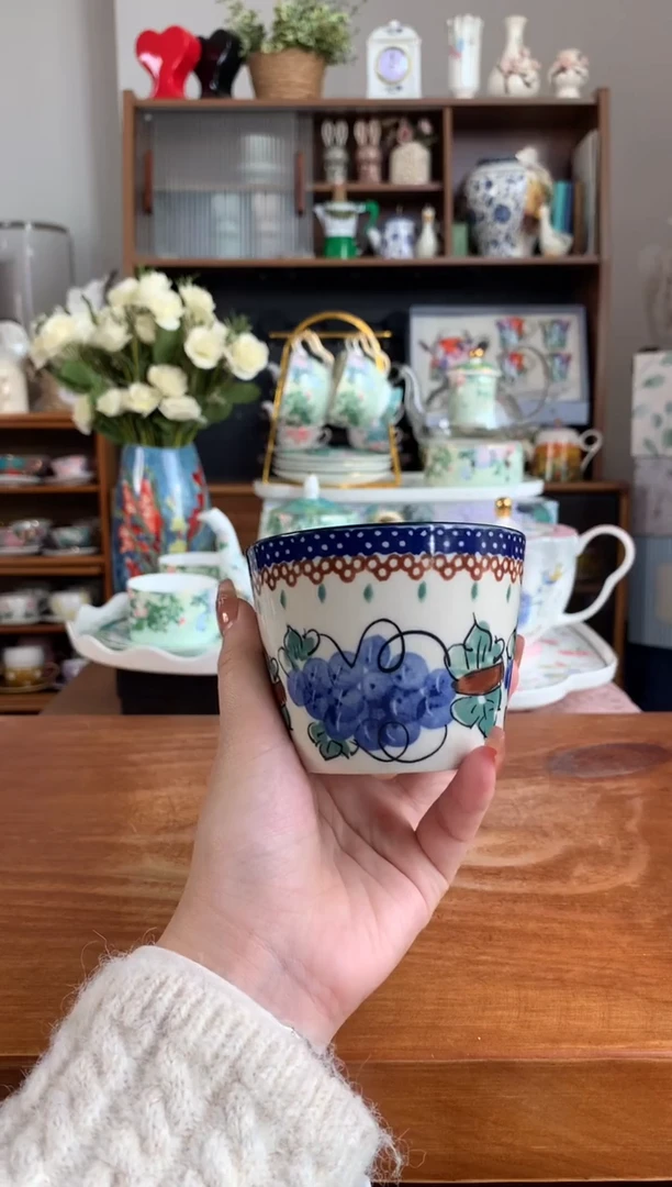 陶瓷【新品体验价】蓝葡萄猪口杯